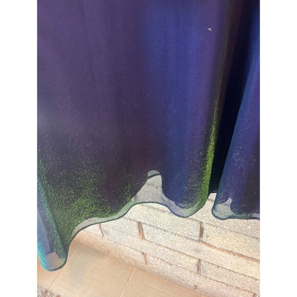 Shimmery Iridescent Purple & Green Maxi Skirt With Sheer Overlay - Picture 12 of 12